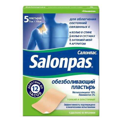 Пластырь Salonpas обезболивающий 7 х 10 см 5 шт. в Мелодия здоровья