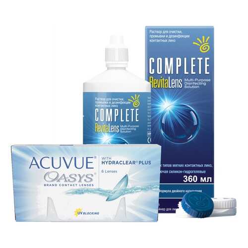 Контактные линзы Acuvue Oasys 6 линз R 8.8 +3.50 + Раствор Complete RevitaLens 360 мл в Мелодия здоровья