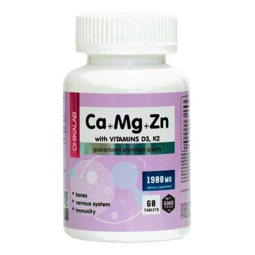 Кальций-магний-цинк Chikalab BOMBBAR Calcium Zinc Magnesium + D3 K2 таблетки 60 шт. в Мелодия здоровья